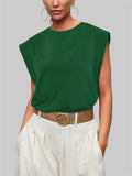 Female Casual Oversized Round Neck Sleeveless Shirt