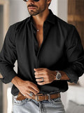 Men's Casual Long Sleeve Lapel Button Up Dress Shirts