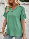 Women's Solid Color Pullover Split Patchwork T-Shirts