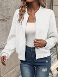 Women's Solid Color Geometry Print Zip Up Baseball Collar Coat