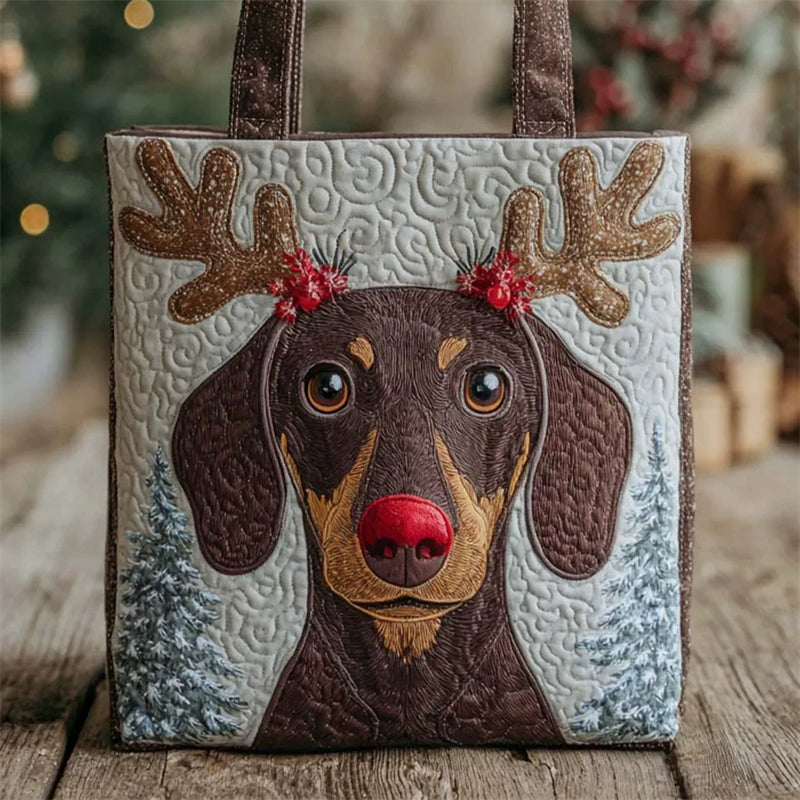 Dachshund Christmas Reindeer Tote Bag for Women