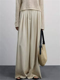 Women's Casual Office Drape Pleated Wide Leg Pants Loose Fit