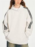 Unisex Trendy Three-stripes Autumn Long Sleeve Kangaroo Pocket Hoodies