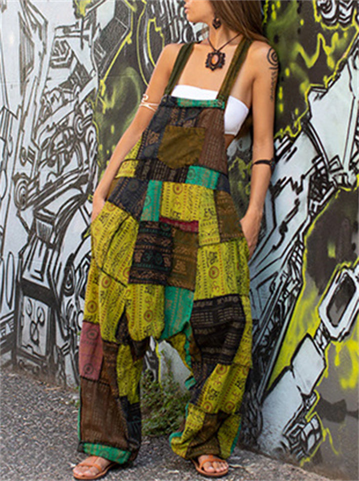 Women's Summer Street Hip-hop Style Sleeveless Print Jumpsuit