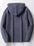 Men's Autumn Gray Solid Color Double Breasted Hooded Cardigan Sweaters
