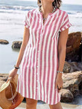 Women's Casual Summer Holiday Style Striped Short Sleeve Blouses