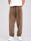 Mens Distressed Loose Fit Drawstring Pants Casual Sweatpants