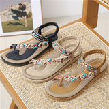Flower Decoration Toe Ring Flat Travel Beach Sandals for Women