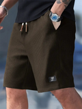 Men's Summer Waffle Knit Casual Breathable Drawstring Shorts