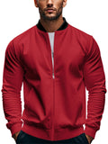 Men's Spring Contrast Color Baseball Collar Zip Jacket Coat