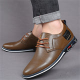 Men's Faux Leather Soft Solid Color Lace Up Flats Shoes