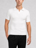 Mens Slim Fit Short Sleeve Ribbed Knit Polo Shirts
