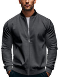 Men's Spring Contrast Color Baseball Collar Zip Jacket Coat