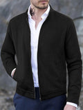 Men's Casual Solid Color Zip Up Stand Collar Long Sleeve Jackets