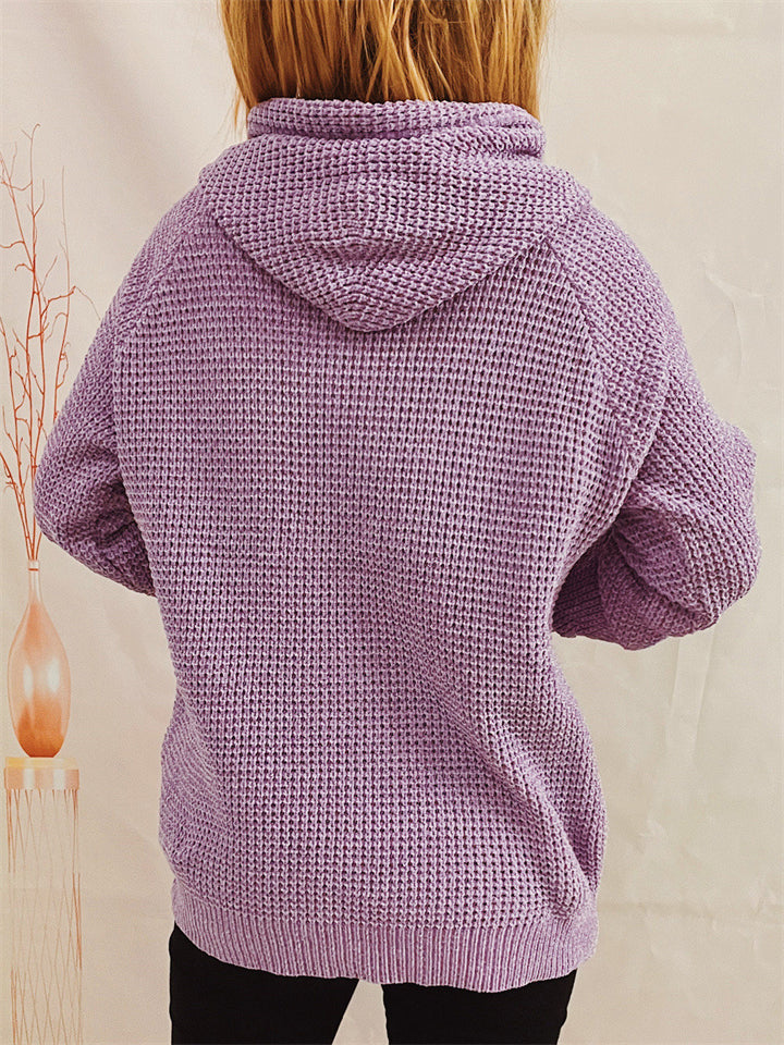Women's Solid Color Long Sleeve Hooded Sweater