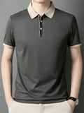 Men's Simple Contrast Color Short Sleeve Polo T-Shirts