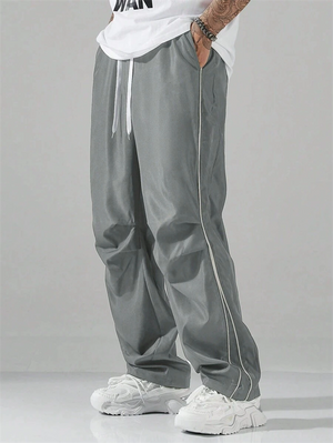 Men's High Street Retro Solid Color Sports Straight Trousers