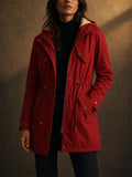 Women Winter Lined Drawstring Parka Hooded Jackets