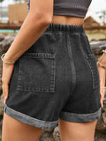 Sexy Rolled Hem Denim Hot Shorts for Lady