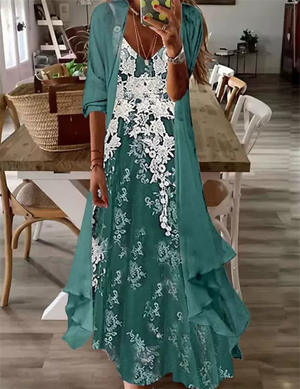 Women's Summer Holiday Style Printed Big Hem Strap Dress