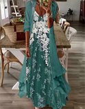 Women's Summer Holiday Style Printed Big Hem Strap Dress