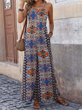 Women's Ethnic Style Print Strap Wide Leg Jumpsuits