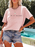 Women's Simple Letter Print Round Neck Short Sleeve Shirts
