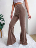 Women's Stylish Elastic Waist Corduroy Flared Pants