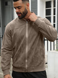 Men's Simple Autumn Faux Suede Zipper Casual Jackets