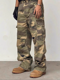Men's Loose Streetwear‌ Camouflage Ripped Cargo Denim Pants