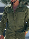 Men's Solid Color Lapel Corduroy Cardigan Jackets