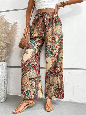 Elastic Waist Boho Ethnic Printed Pants for Ladies