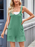 Women's Summer Casual Solid Color Pockets Strap Short Jumpsuits