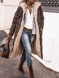 Women's Long Hooded Jacket Fleece Reversible Coat