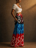 Women High Waist Summer Boho Print Wide Leg Palazzo Pants