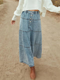 Women's Boho Style A-Line Patchwork Denim Skirts