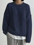 Women's Autumn Solid Color Pullover Round Neck Long Sleeve Sweaters