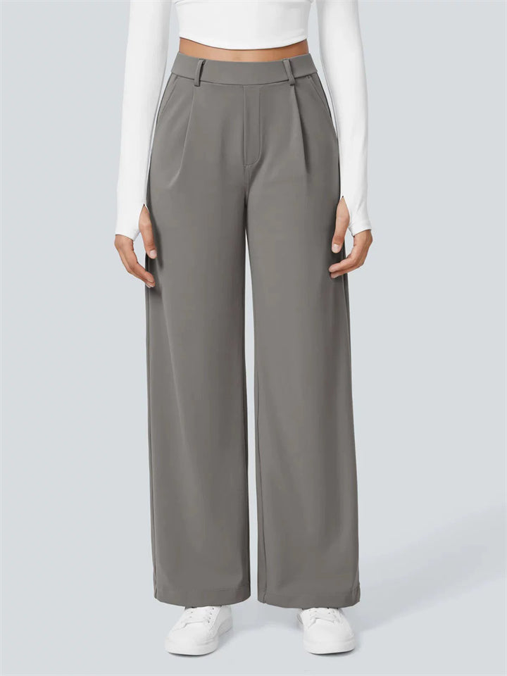 ‌Women's Simple High Waist Drape Wide Leg Casual Suit Pants