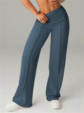 Women Simple Comfy High Waist Wide Leg Casual Straight Pants