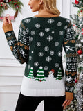 Women's Lazy Style Christmas Tree Snowflake Jacquard Round Neck Sweaters