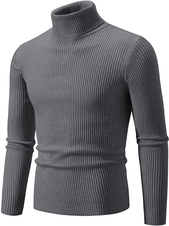 Men's Soft Simple Slim Fit High Neck Ribbed Knit Sweaters
