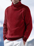 Men's Fashion High Neck Long Sleeve Ribbed Knit Tops