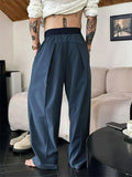 Men's Trendy Comfy Contrast Color Elastic Waist Straight Trousers