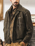 Casual Men's Retro Faux Leather Lapel Cargo Motorcycle Jacket