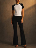 Womens 2 Piece Raglan Tee High Waisted Flare Leggings Set
