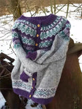 Women's Casual Ethnic Style Jacquard Button Up Cardigan Sweaters