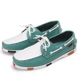Male's Trendy Faux Leather Contrast Color Lace Up Flats Boat Shoes