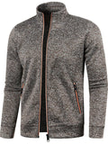 Men's Autumn Contrast Trim Stand Collar Long Sleeve Zip Up Jackets