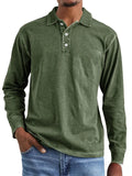 Men's Casual Distressed Long Sleeve Lapel Solid Color Shirts