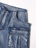 Female Multi-Pocket Loose Fit Cargo Denim Jeans